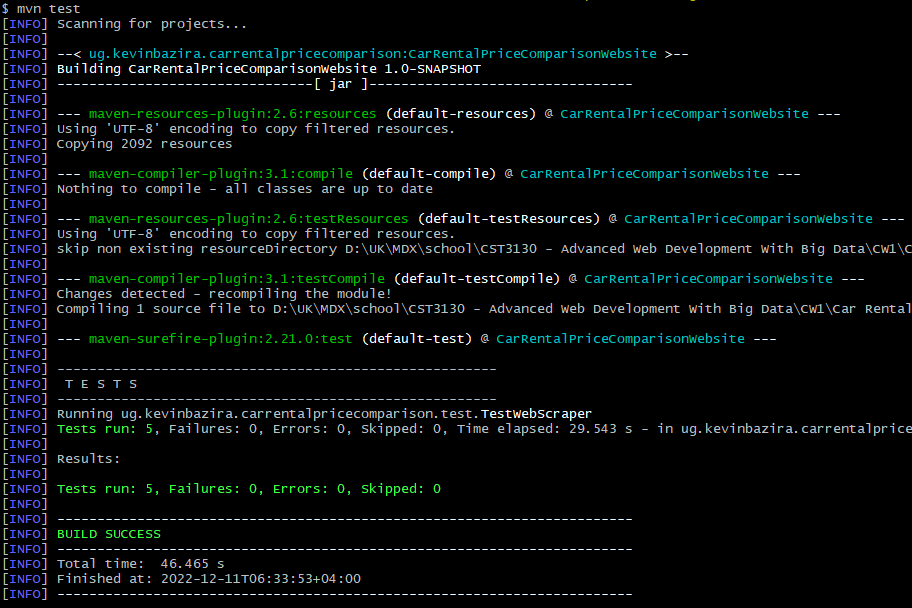 Web Application JUnit tests